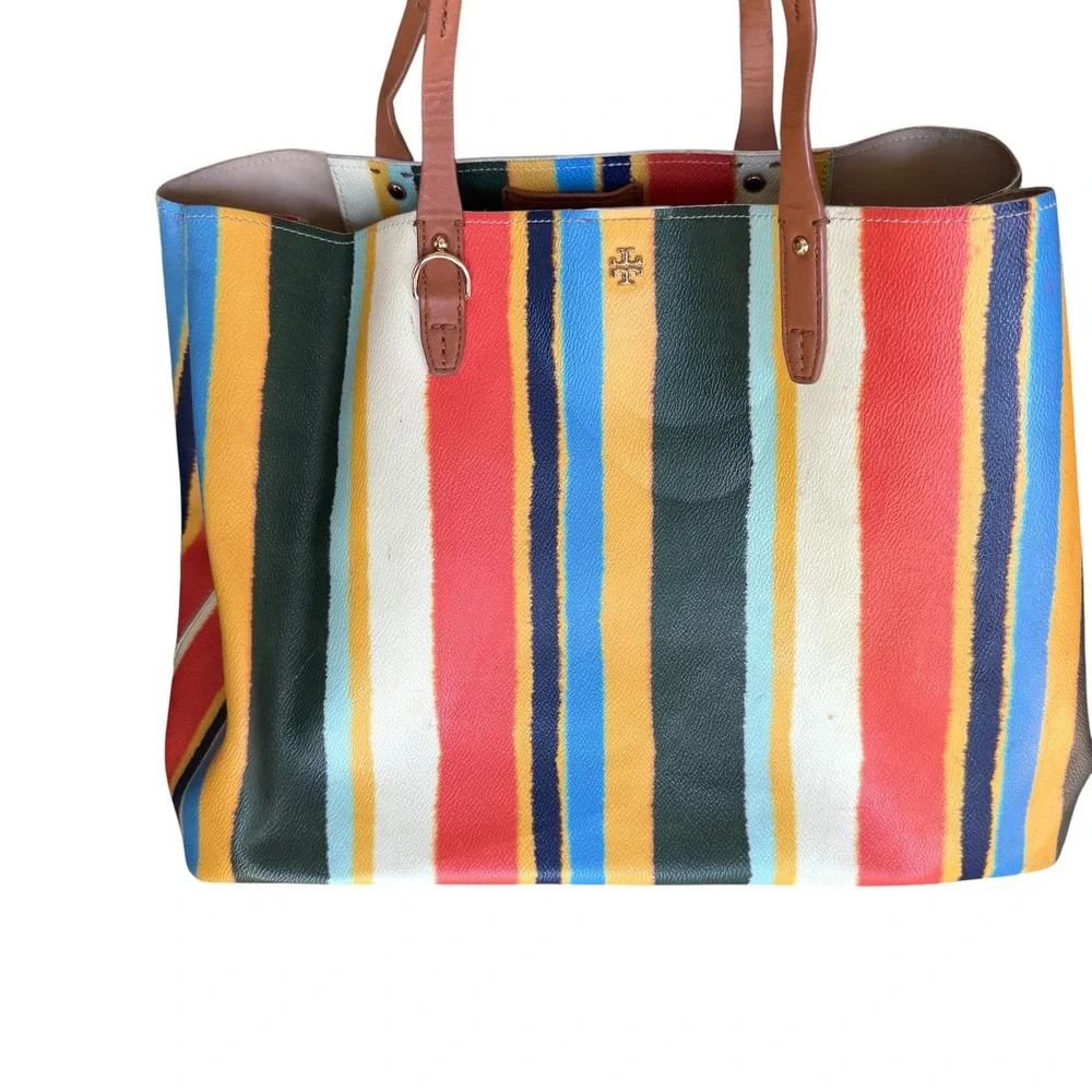 Tory Burch Kerrington Square Balloon Stripe Tote Bag